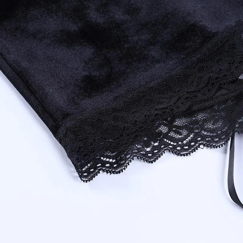 It's Your Move  Lace Velvet Crop Top