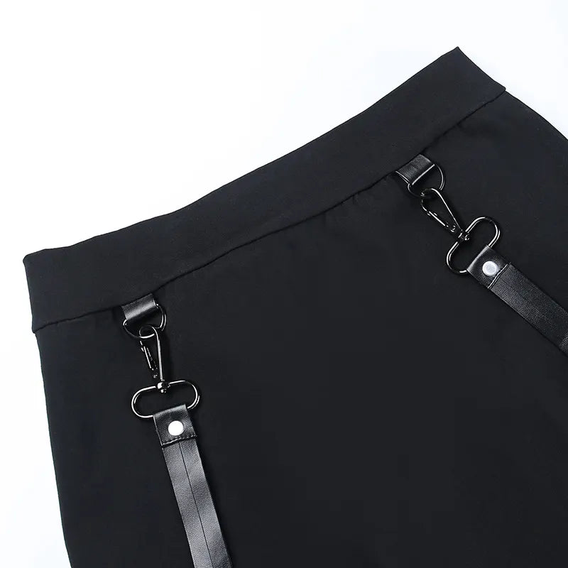 Double Zipper Hip Open Gothic Skirt