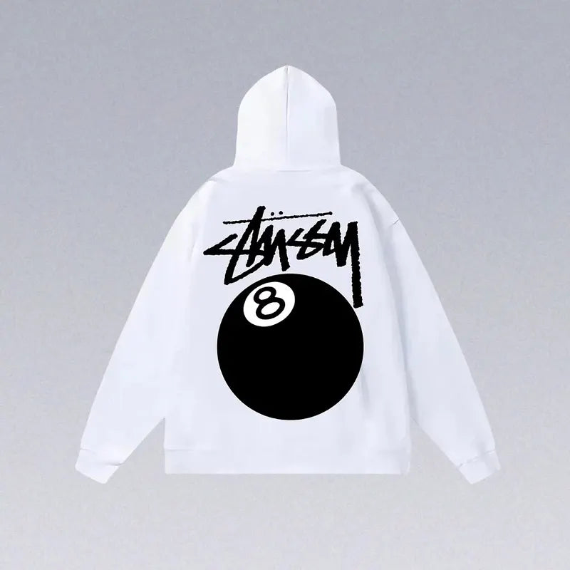 8 Ball Letter Print Hoodie