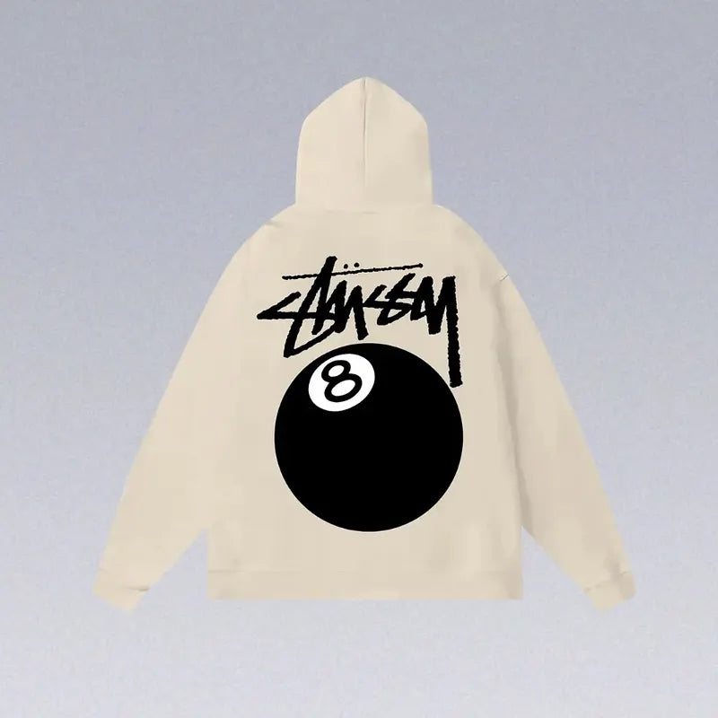 8 Ball Letter Print Hoodie