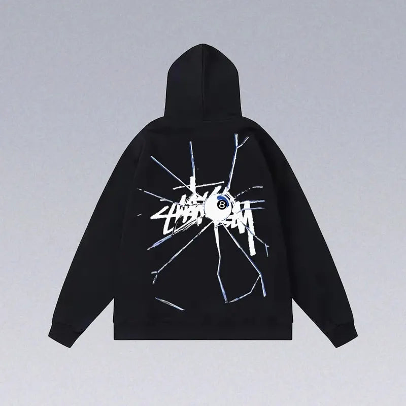 8 Ball Letter Print Hoodie