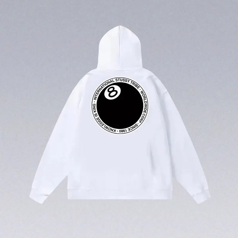 8 Ball Letter Print Hoodie
