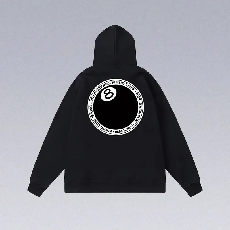 8 Ball Letter Print Hoodie