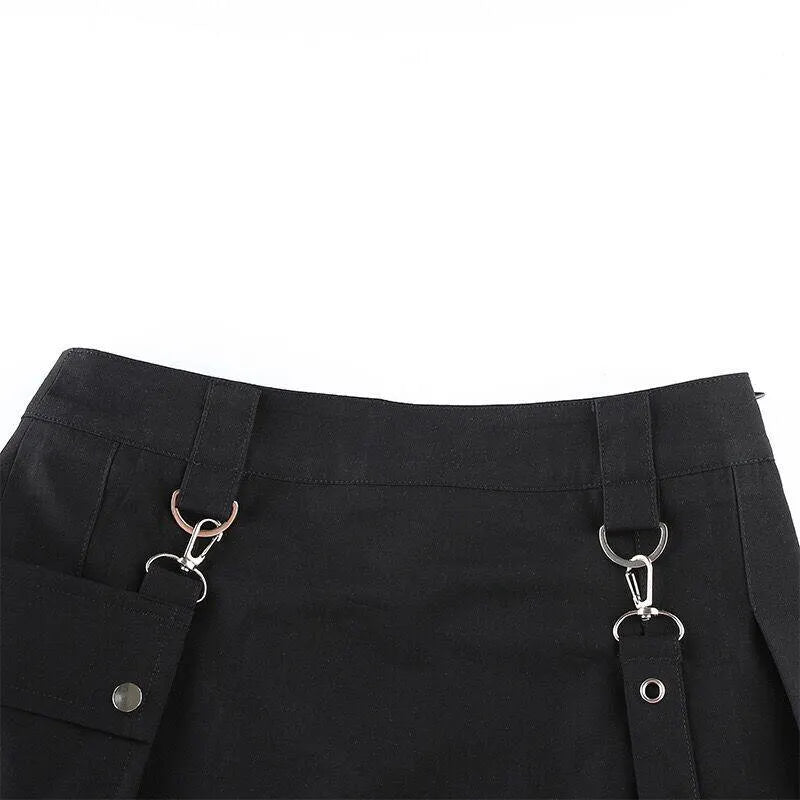 Grommet Strap Pocket Mini Skirt