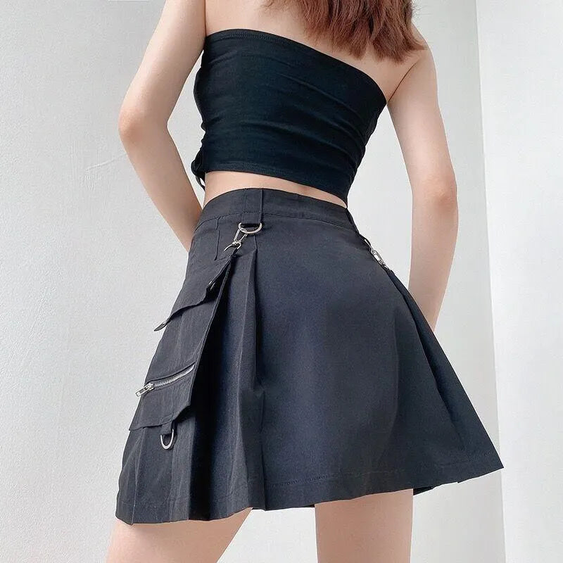 Grommet Strap Pocket Mini Skirt