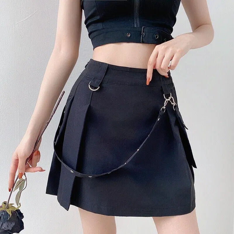 Grommet Strap Pocket Mini Skirt