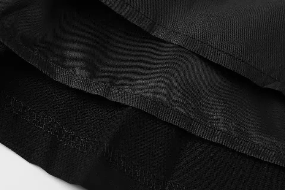 Double Buckle Black Pleated Skirt