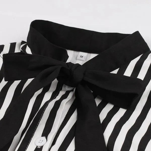 Stripe Midi Dress With Bow