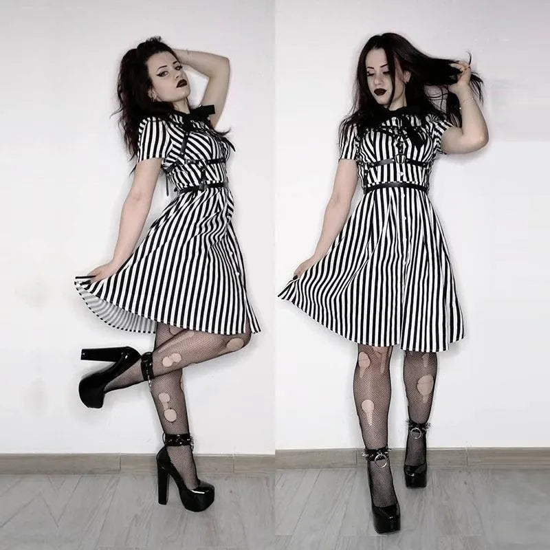 Stripe Midi Dress With Bow