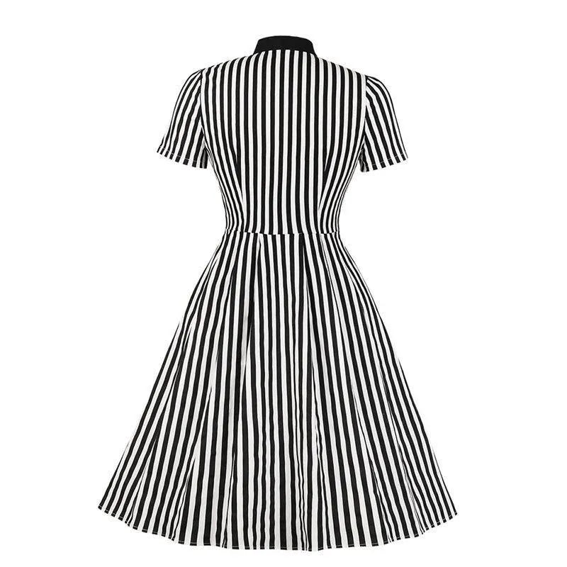 Stripe Midi Dress With Bow