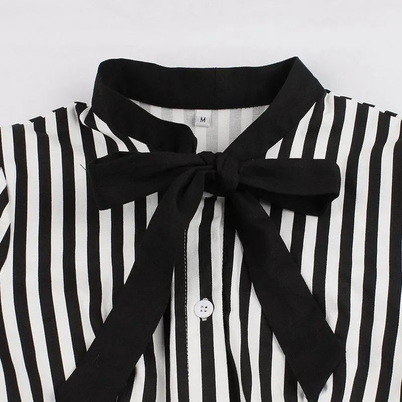 Stripe Midi Dress With Bow