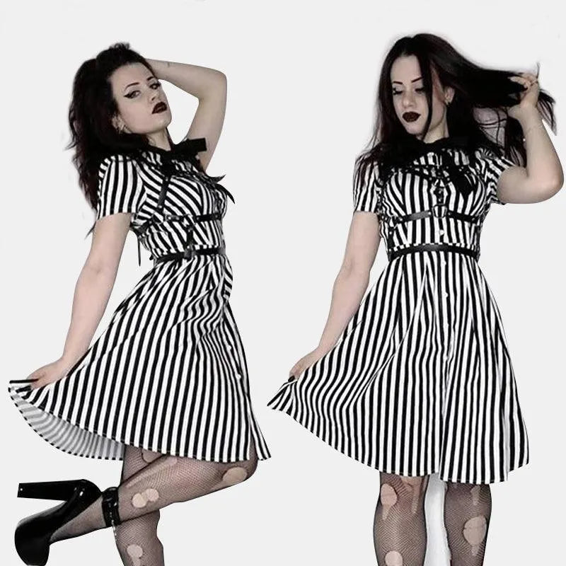 Stripe Midi Dress With Bow
