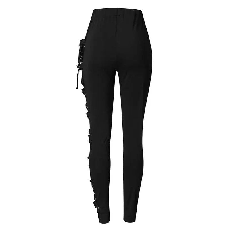 Lace Up Side Buckles Leggings Pants