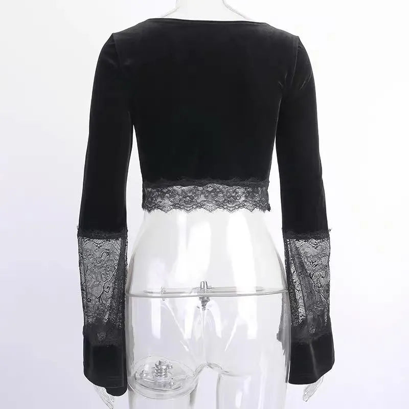 Crop Mesh Flare Top