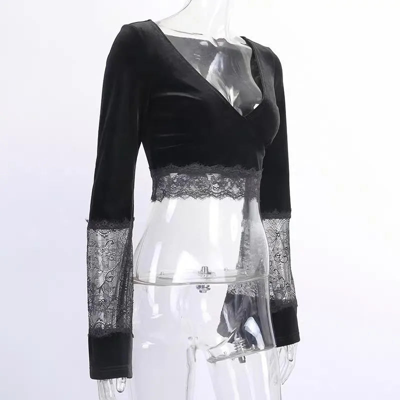 Crop Mesh Flare Top