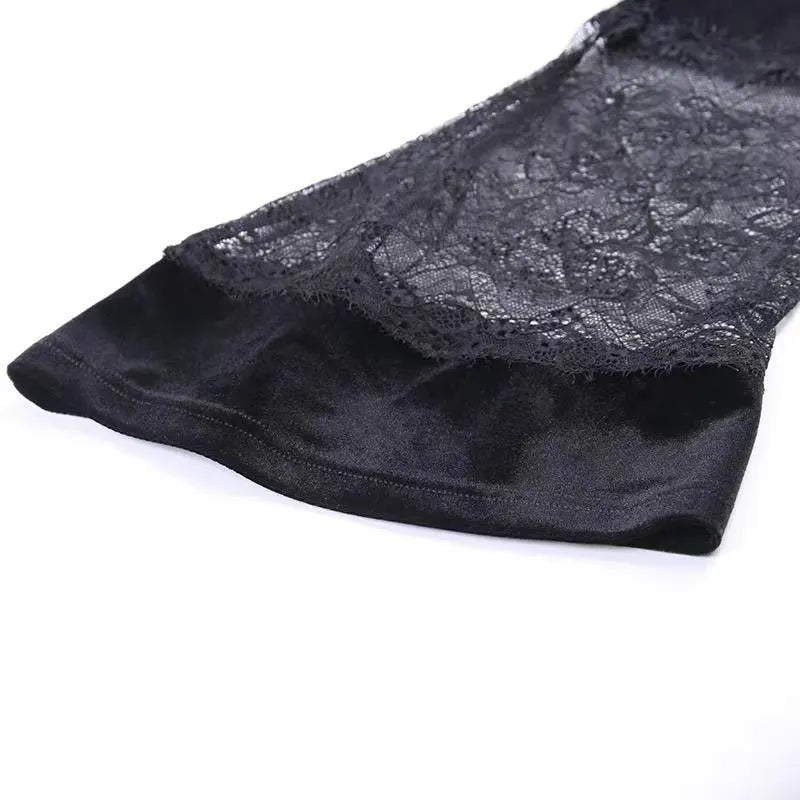 Crop Mesh Flare Top