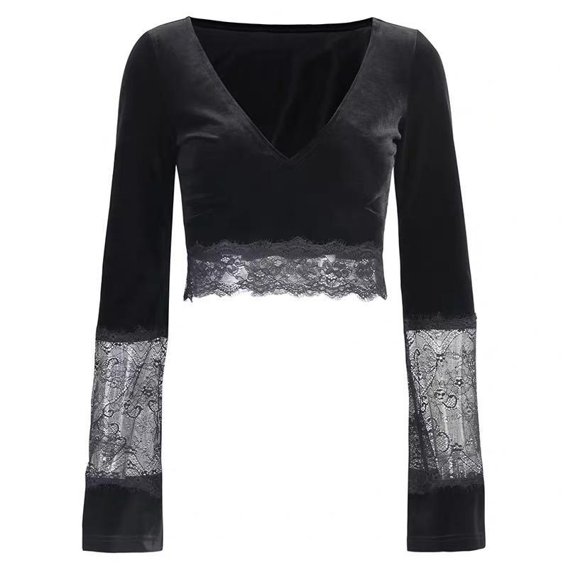 Crop Mesh Flare Top