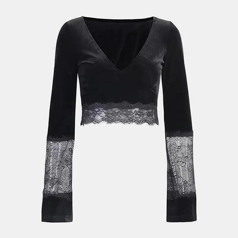 Crop Mesh Flare Top