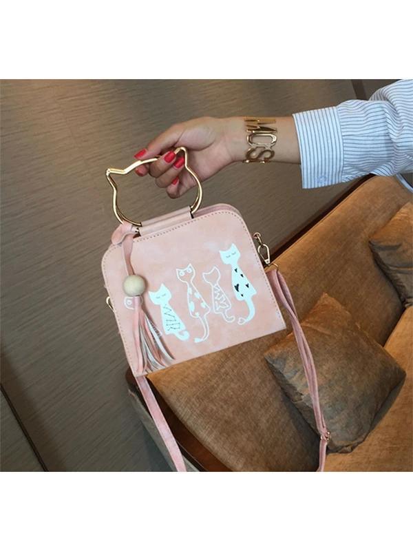 Kawaii Cat Handle Tassel Crossbody Bag