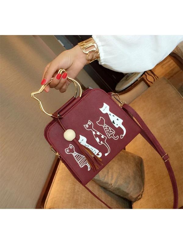 Kawaii Cat Handle Tassel Crossbody Bag