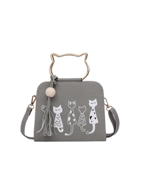 Kawaii Cat Handle Tassel Crossbody Bag