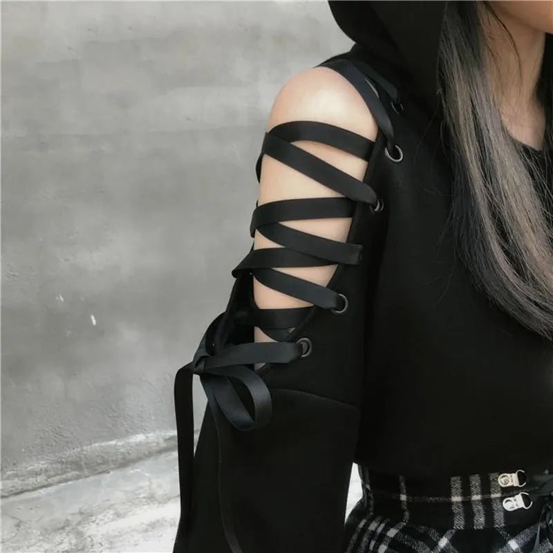 Cat Ears Lace Up Hoodie