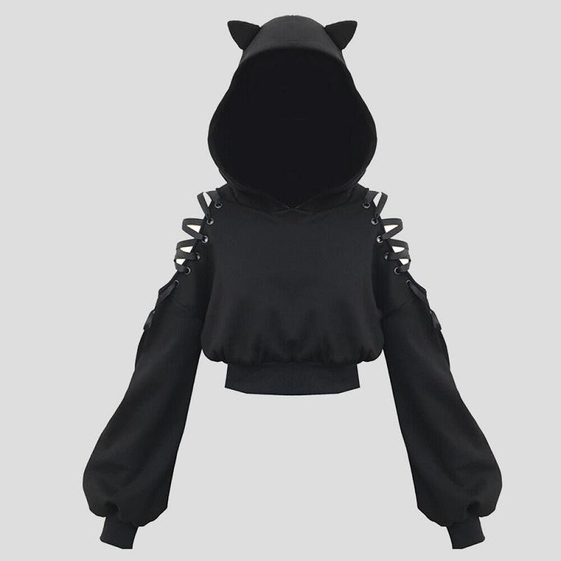 Cat Ears Lace Up Hoodie