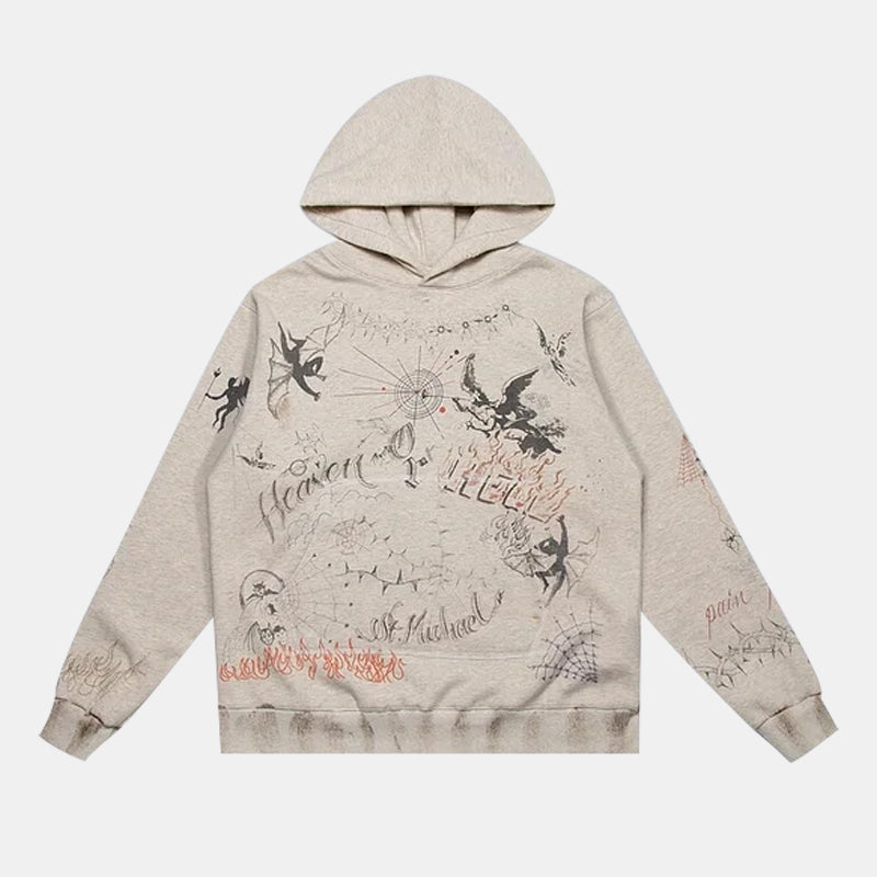 Graffiti Angel and Devil Vintage Hoodie