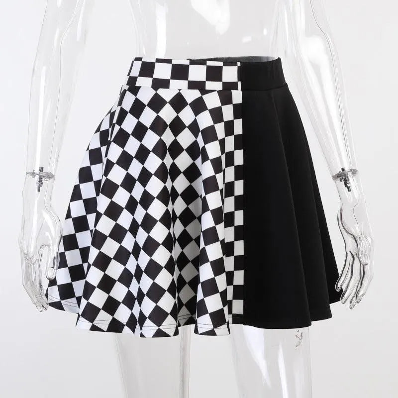 Contrast Check Pattern Panel Skirt