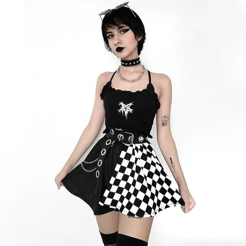 Contrast Check Pattern Panel Skirt
