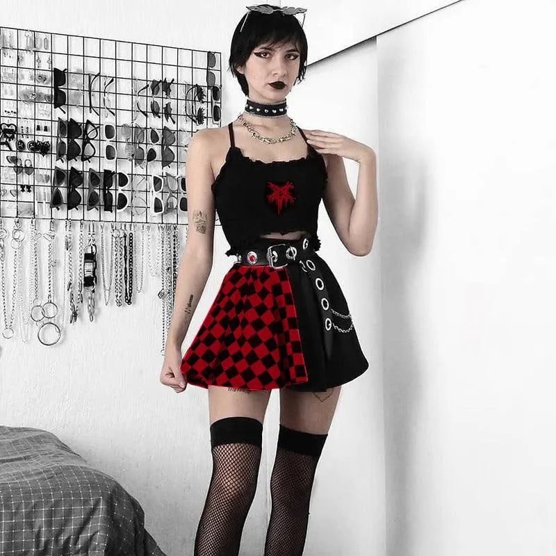 Contrast Check Pattern Panel Skirt