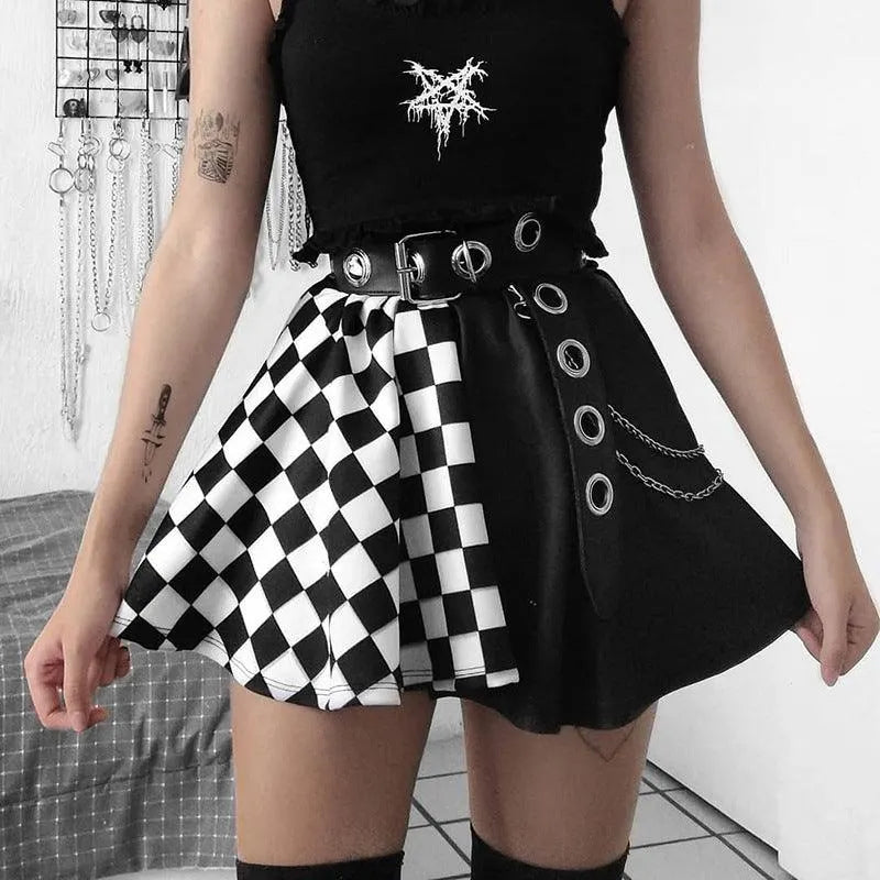 Contrast Check Pattern Panel Skirt