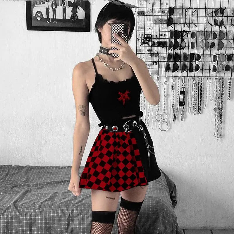 Contrast Check Pattern Panel Skirt