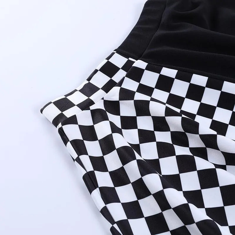 Contrast Check Pattern Panel Skirt