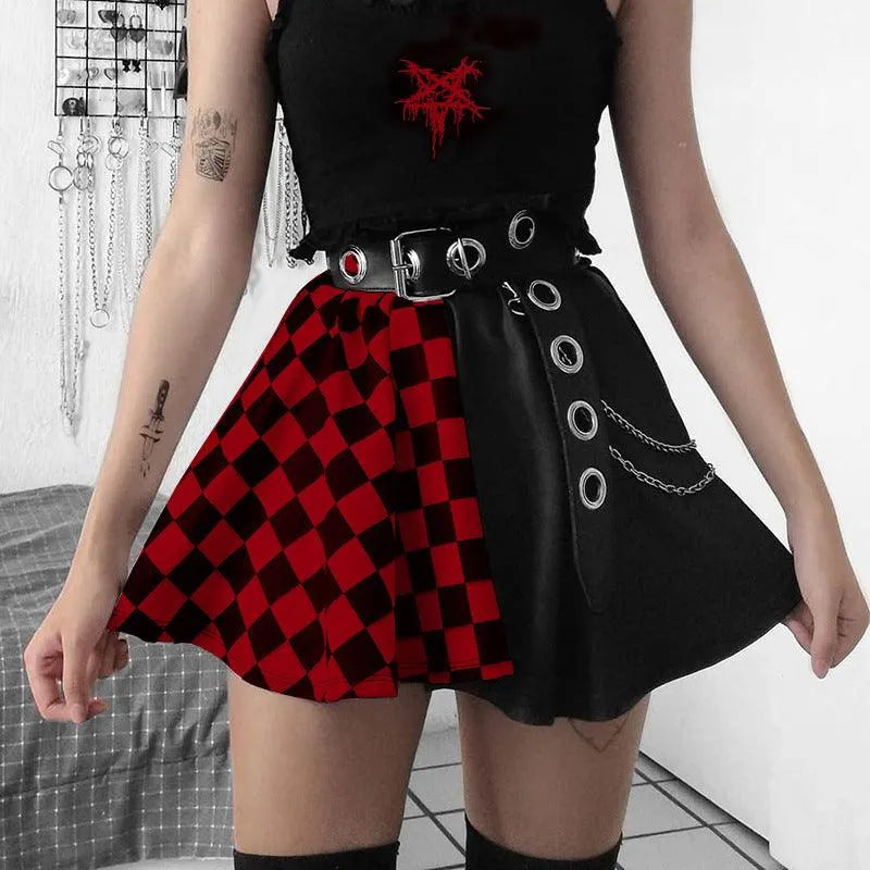 Contrast Check Pattern Panel Skirt