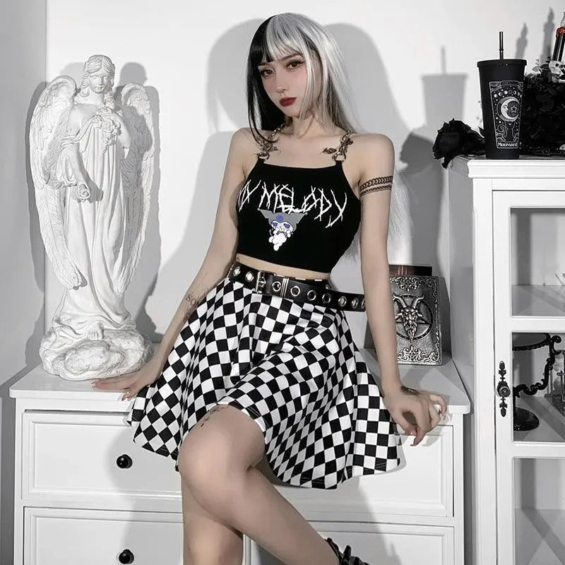 Contrast Check Pattern Panel Skirt