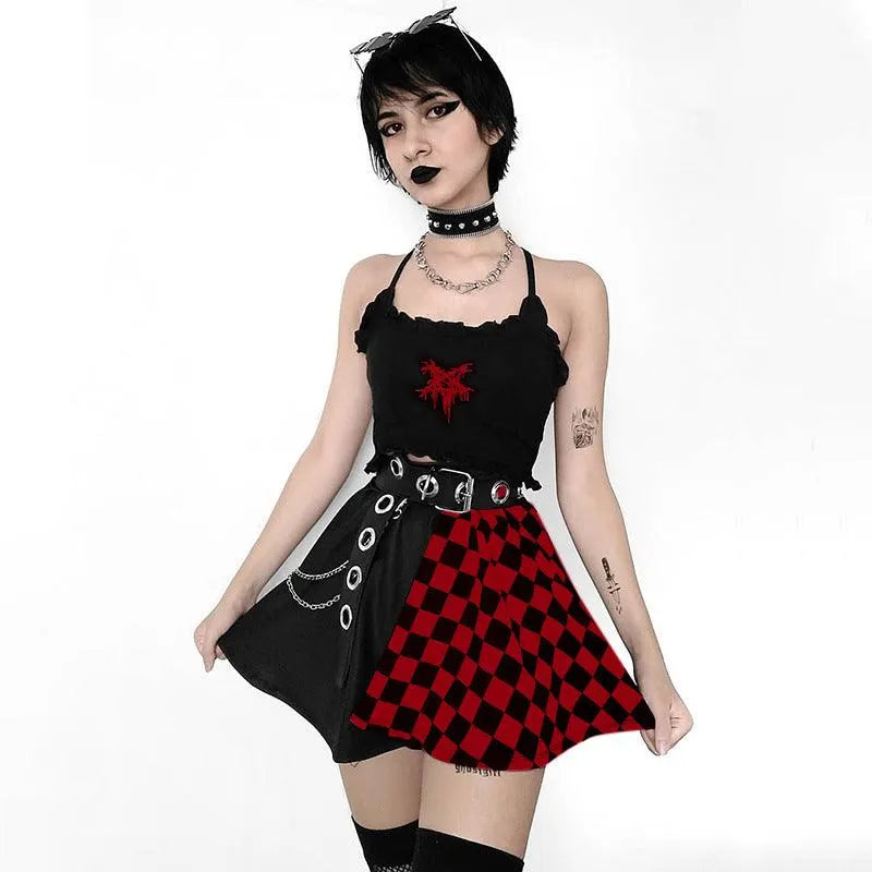 Contrast Check Pattern Panel Skirt