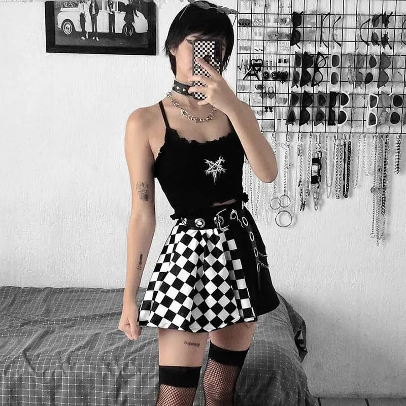 Contrast Check Pattern Panel Skirt