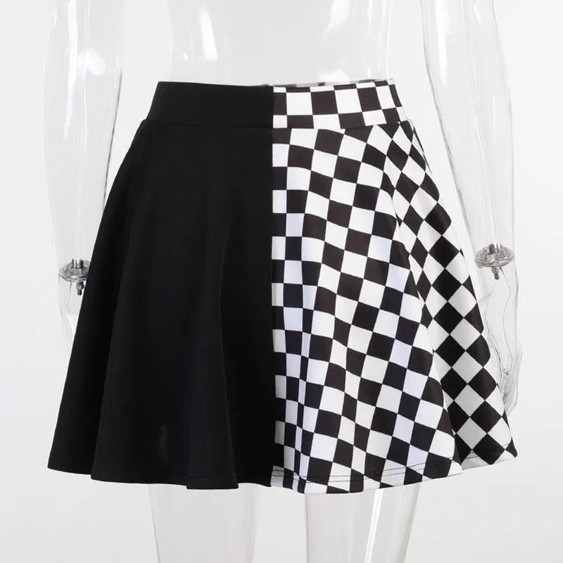 Contrast Check Pattern Panel Skirt