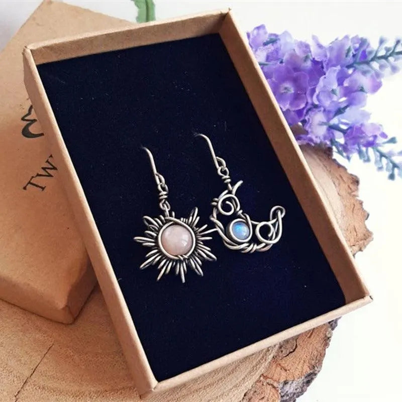 Bohemian Vintage Sun and Moon Earrings
