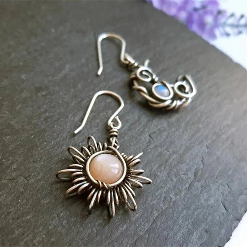 Bohemian Vintage Sun and Moon Earrings