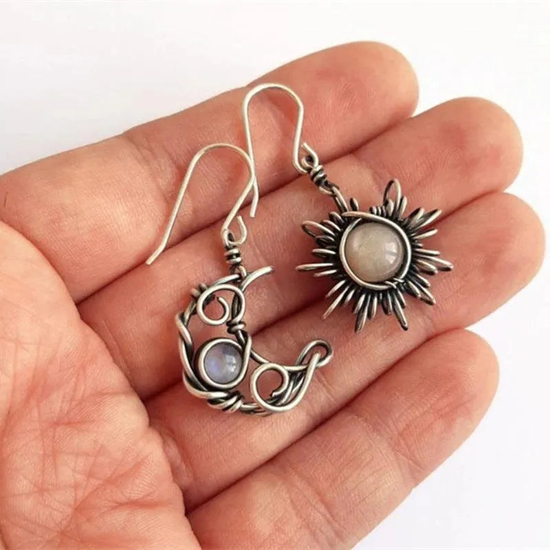 Bohemian Vintage Sun and Moon Earrings
