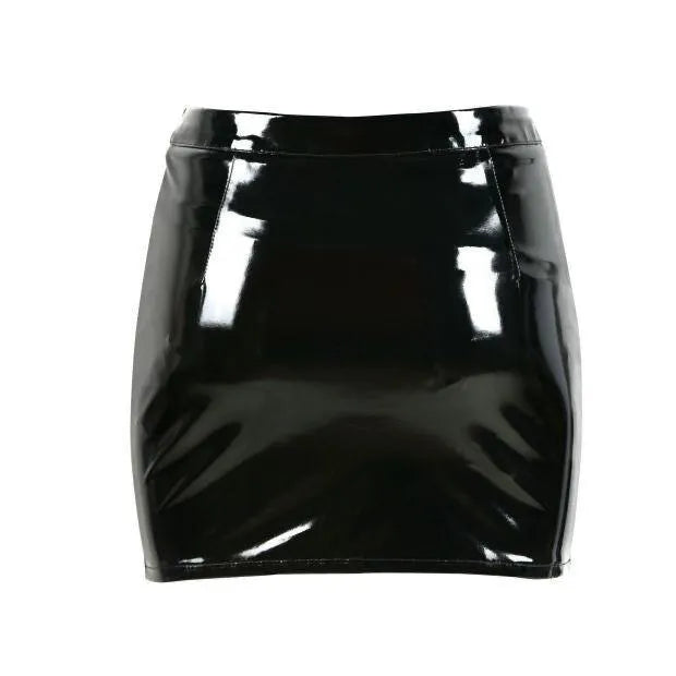 Zipper Front Faux Leather Skirt