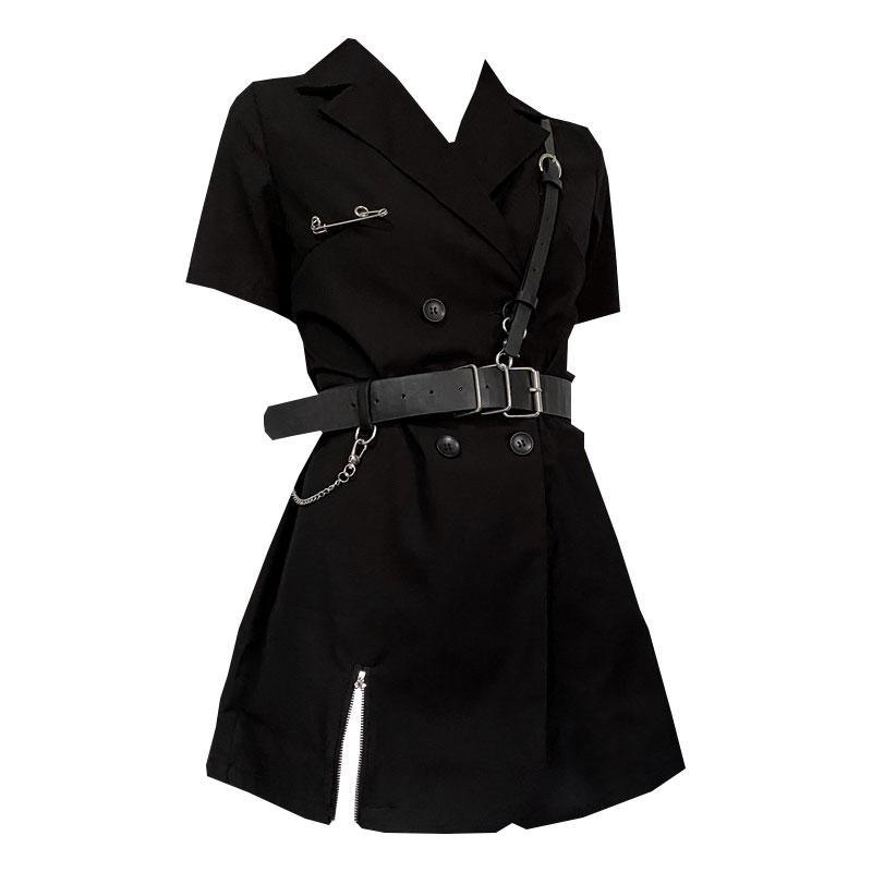 Double Breasted Short Sleeve Suit Dress