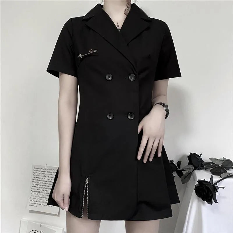 Double Breasted Short Sleeve Suit Dress