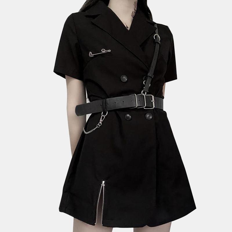 Double Breasted Short Sleeve Suit Dress