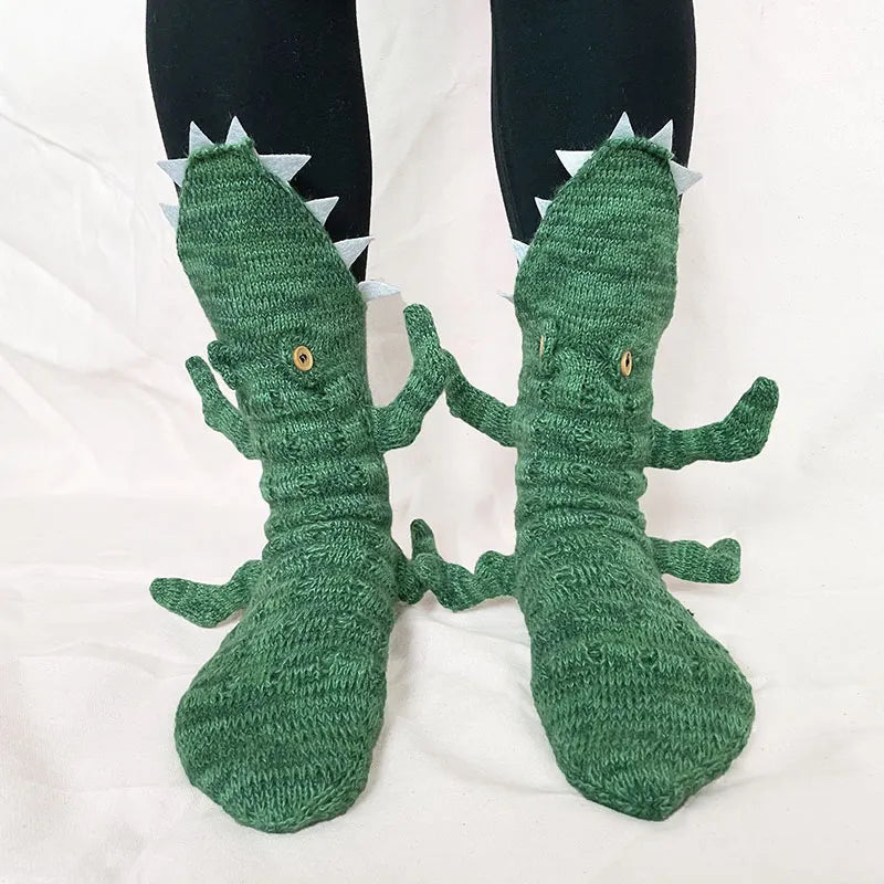Christmas Crocodile Cartoon Floor Warm Knitted Socks