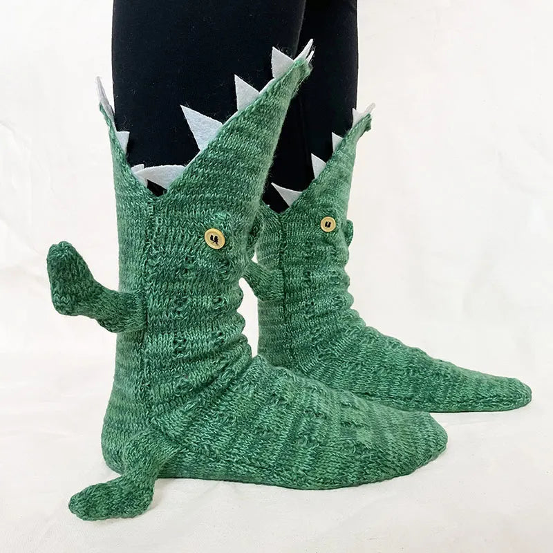 Christmas Crocodile Cartoon Floor Warm Knitted Socks
