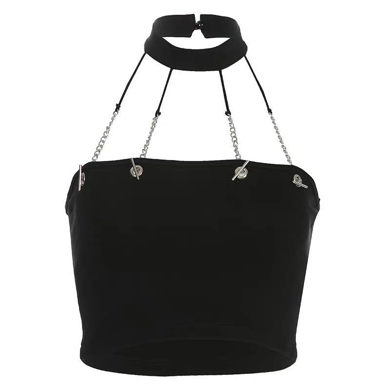 Chain Strapless Crop Tank Top