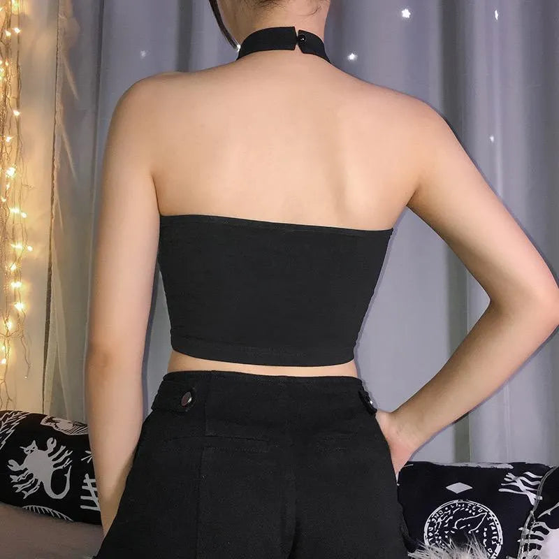 Chain Strapless Crop Tank Top